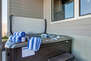 Private Ho Tub Patio with table and chairs for 6 and impressive surrounding views