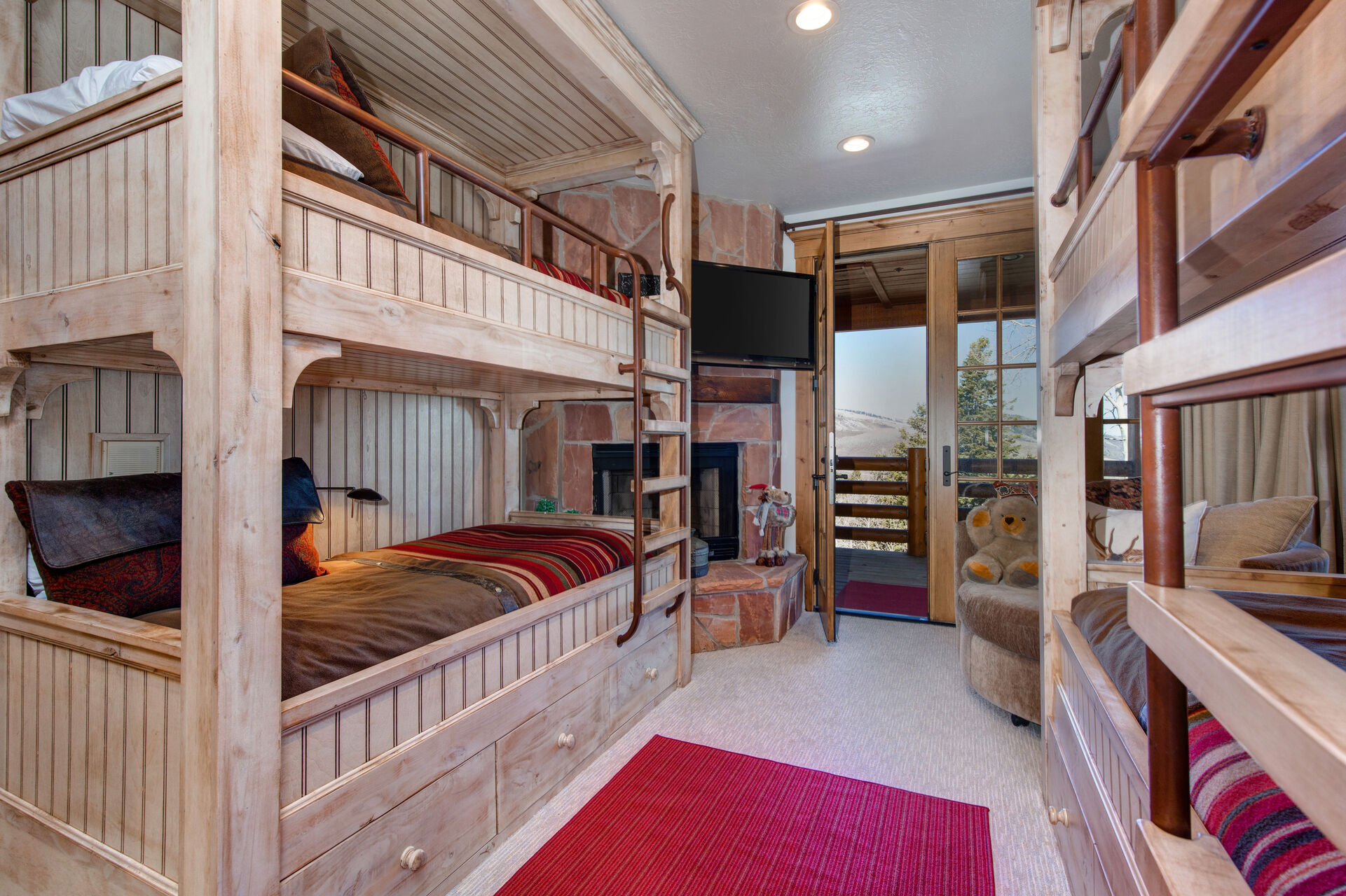 Two Custom Built Twin Over Twin Bunk Beds with a Twin Trundle, 45