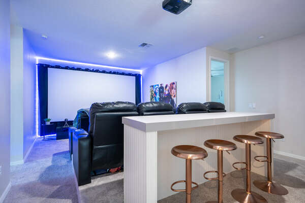 Additional seating to enjoy sports games from the counter top bar