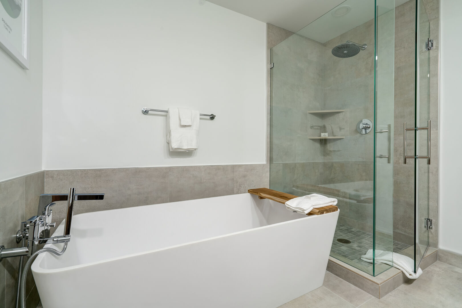Primary bathtub and shower.