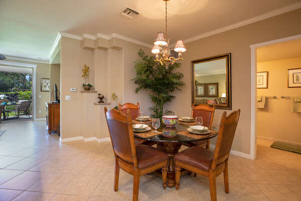 Inside Dining Area with Seating  and Half Bathroom