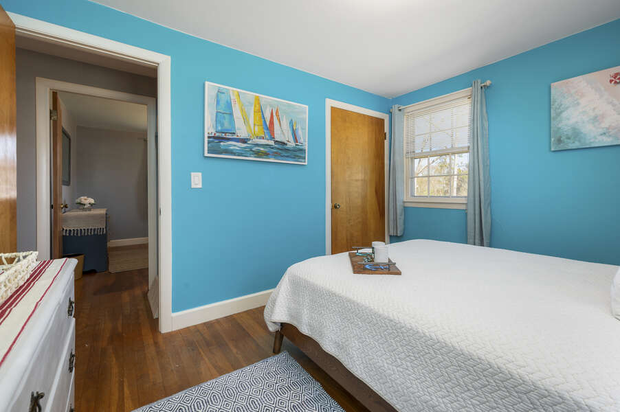 Aqua walls remind you of the ocean in this queen bedroom #3 - 7 Cutter Lane West Yarmouth Cape Cod - New England Vacation Rentals