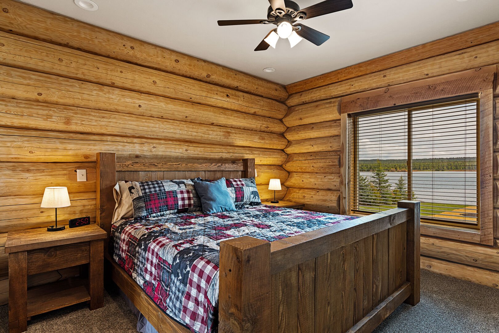 Stone Skipper Lodge ~ master bedroom #1 on main level w/ king bed and private ensuite bathroom