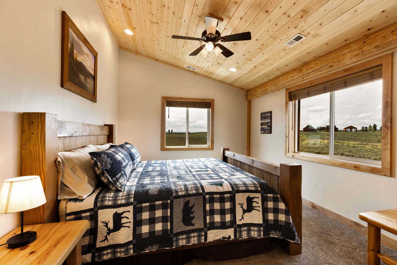 Stone Skipper Lodge ~ bedroom #3 on upper level w/ king bed and private ensuite bathroom