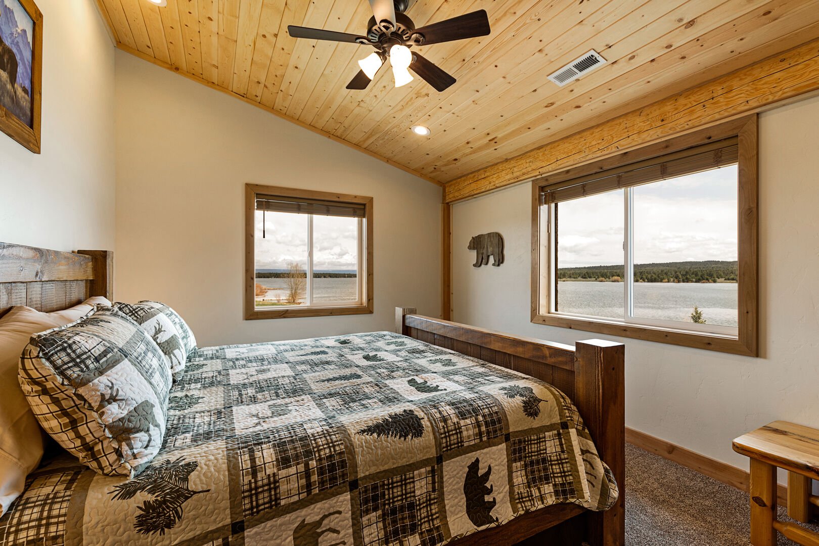 Stone Skipper Lodge ~ bedroom #5 on upper level w/ king bed and private ensuite bathroom