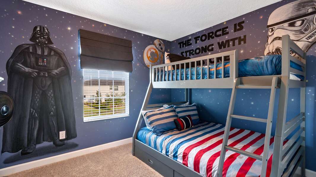 Twin/Double bunk bed + Twin Trundle 
Bedroom 5
Star Wars Theme