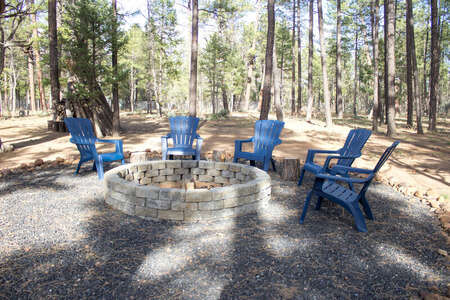 When fire-season permits, the fire pit in the back yard is a welcoming space to gather and roast marshmallows.
