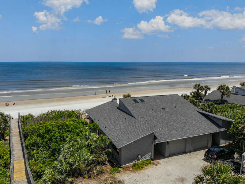 Aerial view of the rental and beach