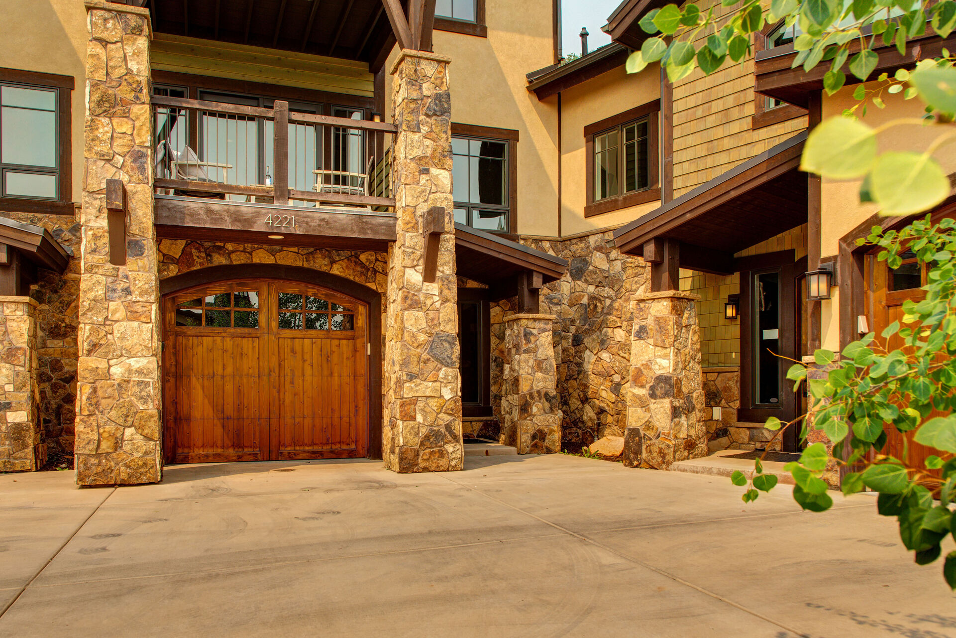 Private one-car garage and front door entrance