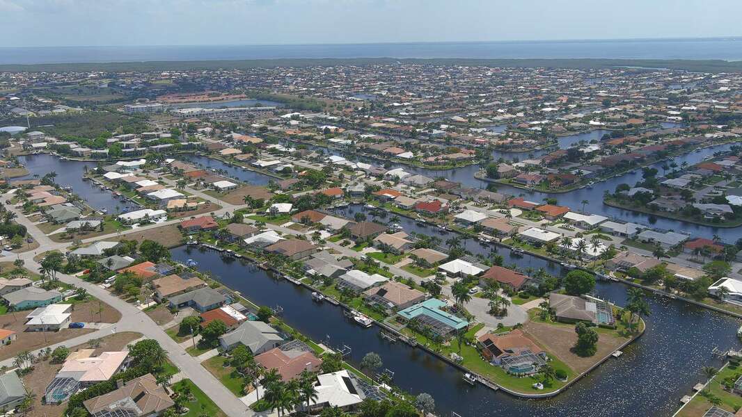 Aerial shot showing distance to Charlotte Harbor