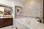 The Master bathroom has a jacuzzi tub and double vanity.