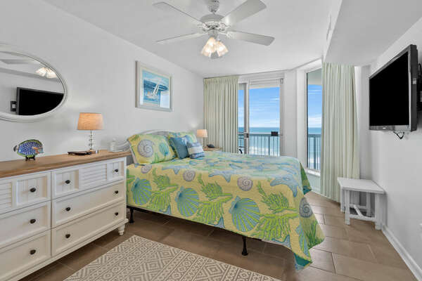Paradise Pointe 4B - oceanfront condo in Cherry Grove Beach in North Myrtle Beach | bedroom 1 | Thomas Beach Vacations