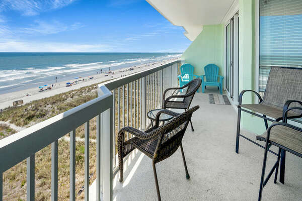 Paradise Pointe 4B - oceanfront condo in Cherry Grove Beach in North Myrtle Beach | balcony view 1 | Thomas Beach Vacations
