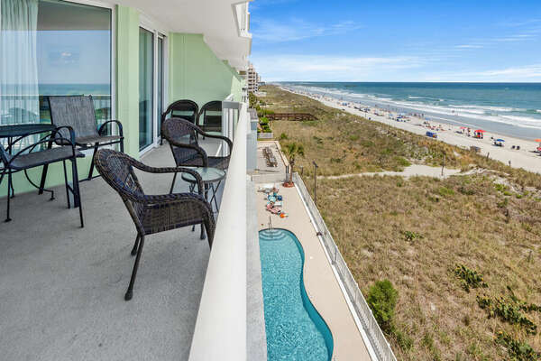 Paradise Pointe 4B - oceanfront condo in Cherry Grove Beach in North Myrtle Beach | balcony view 2 | Thomas Beach Vacations