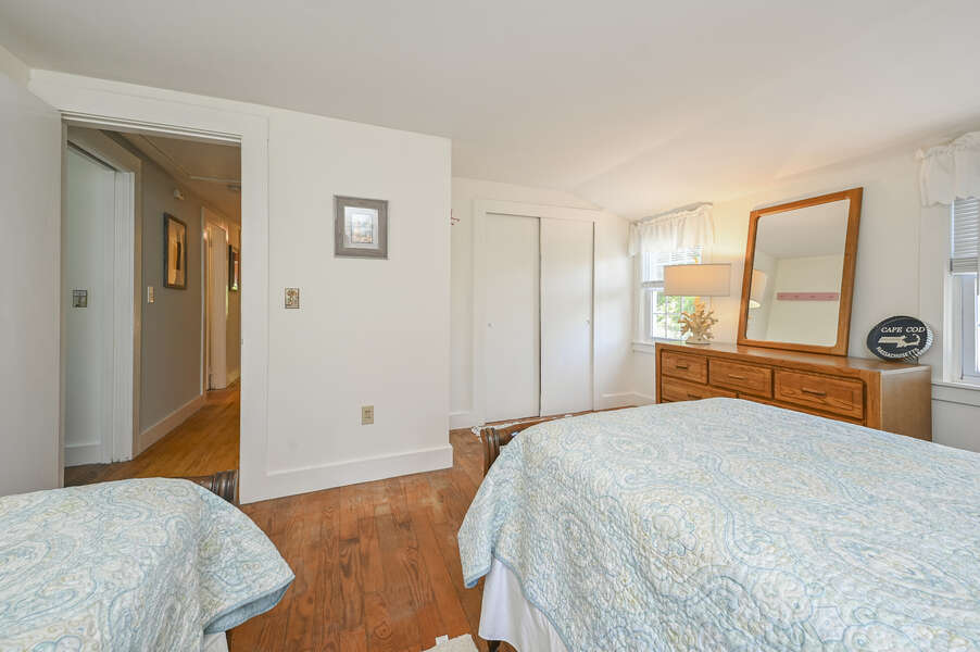 Bedroom #7 with 2 Twin beds, dresser and closet at-21 Pine Street- Harwichport- Cape Cod- New England Vacation Rentals