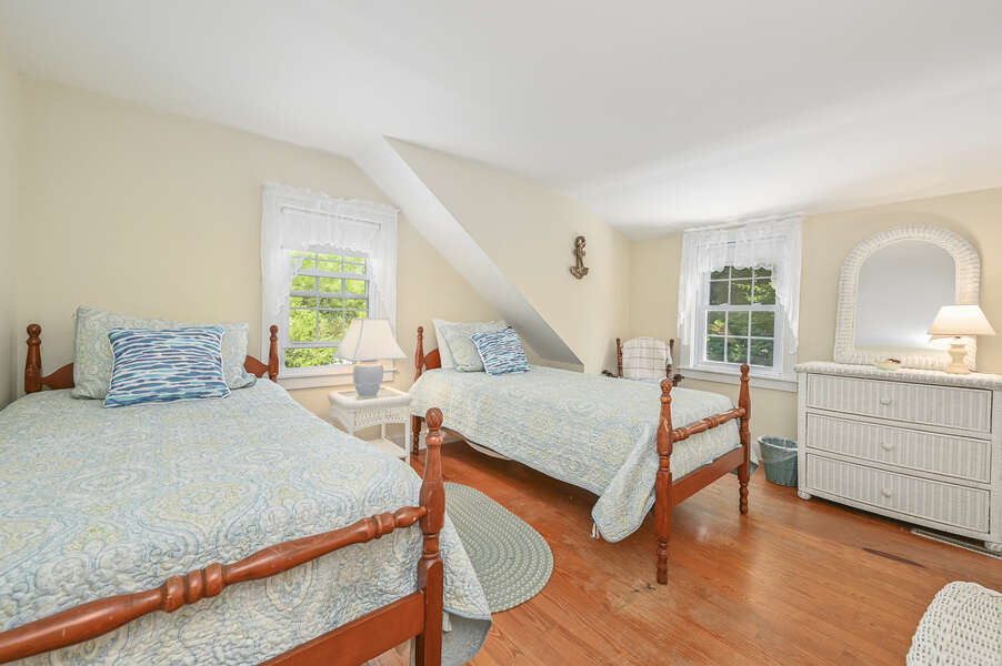 Bedroom #2 with 2 Twin beds, dresser and closet-21 Pine Street- Harwichport- Cape Cod- New England Vacation Rentals