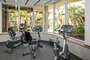 Fitness Center – View of waterfall from stationary bikes