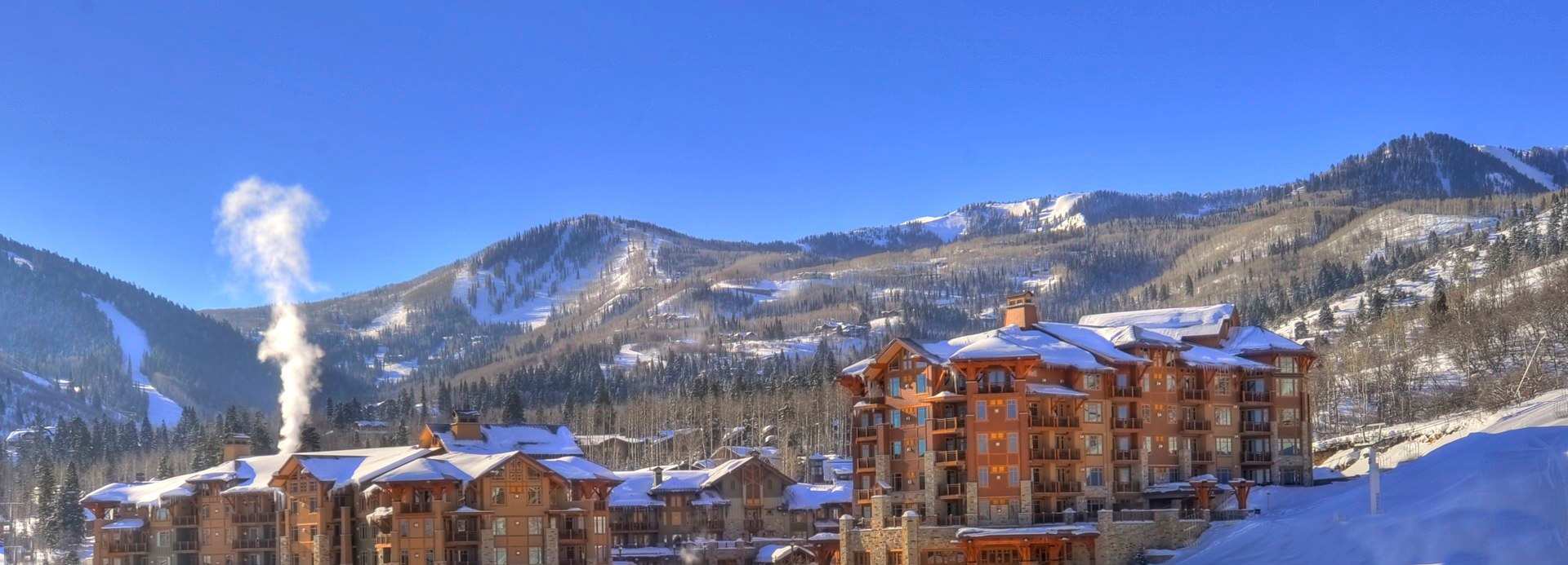 Property with ski resort in rear