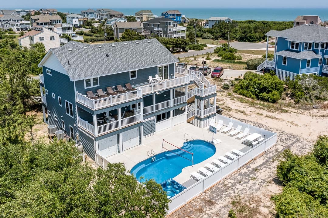 Rear Aerial View of Mermaid Manor (volleyball net has been removed)