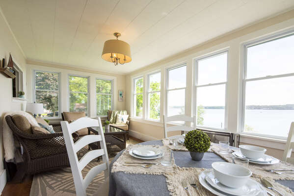Sunroom in the back of the house with unbelievable lake views! Rent a kayak or pontoon boat from a nearby marina!