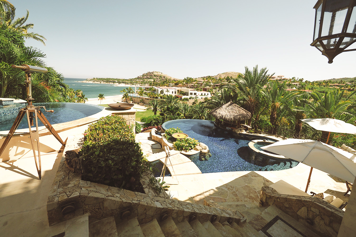 Outdoor Pool Area at this Beachfront Vacation Home in Los Cabos
