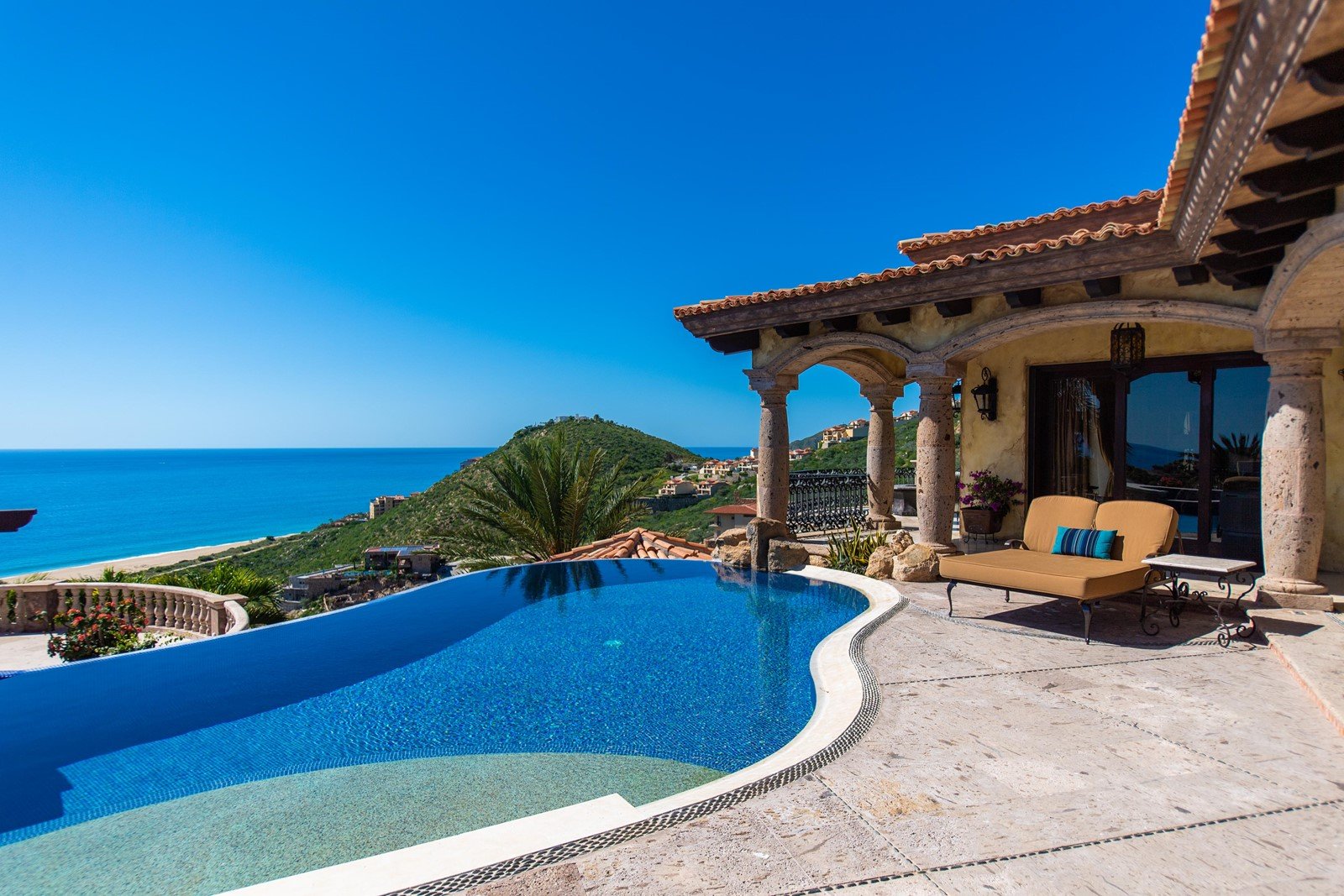 View of the ocean from Villa Maria, a six-bedroom home in Los Cabos.