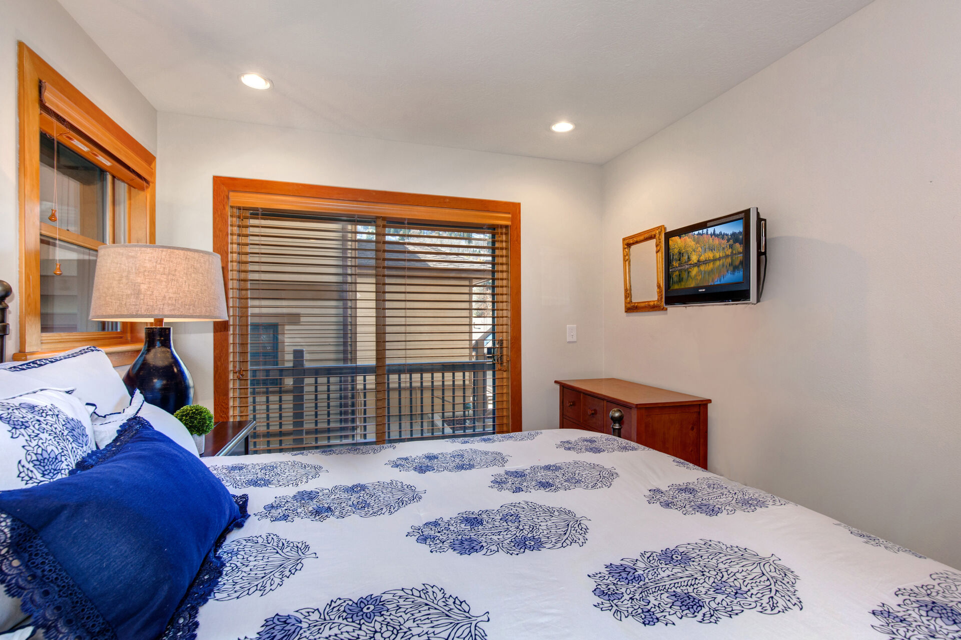 Bedroom 2 with queen bed, private balcony access, 19