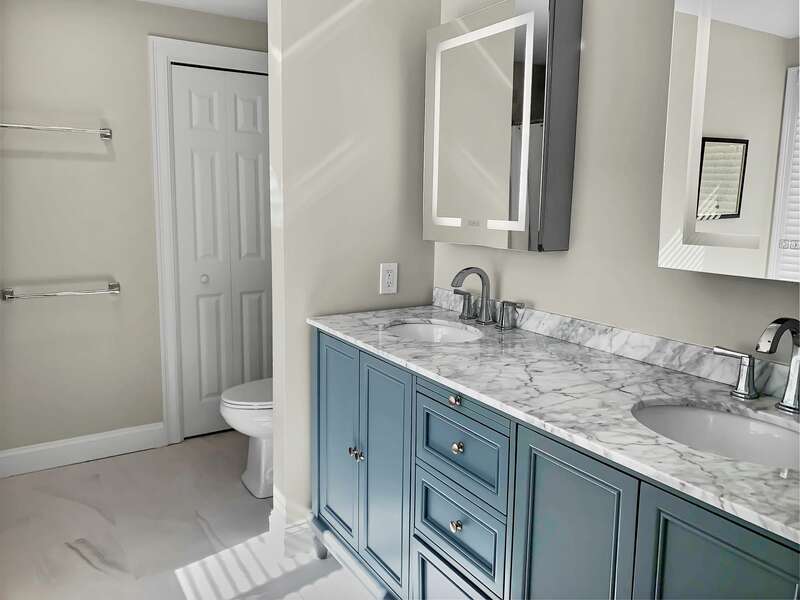 Full bathroom with sunken tub and shower in Bedroom #3 -  26 Sea Mist Lane South Chatham Cape Cod - New England Vacation Rentals