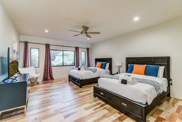Bedroom 3 with Two Queen Beds and Natural Light