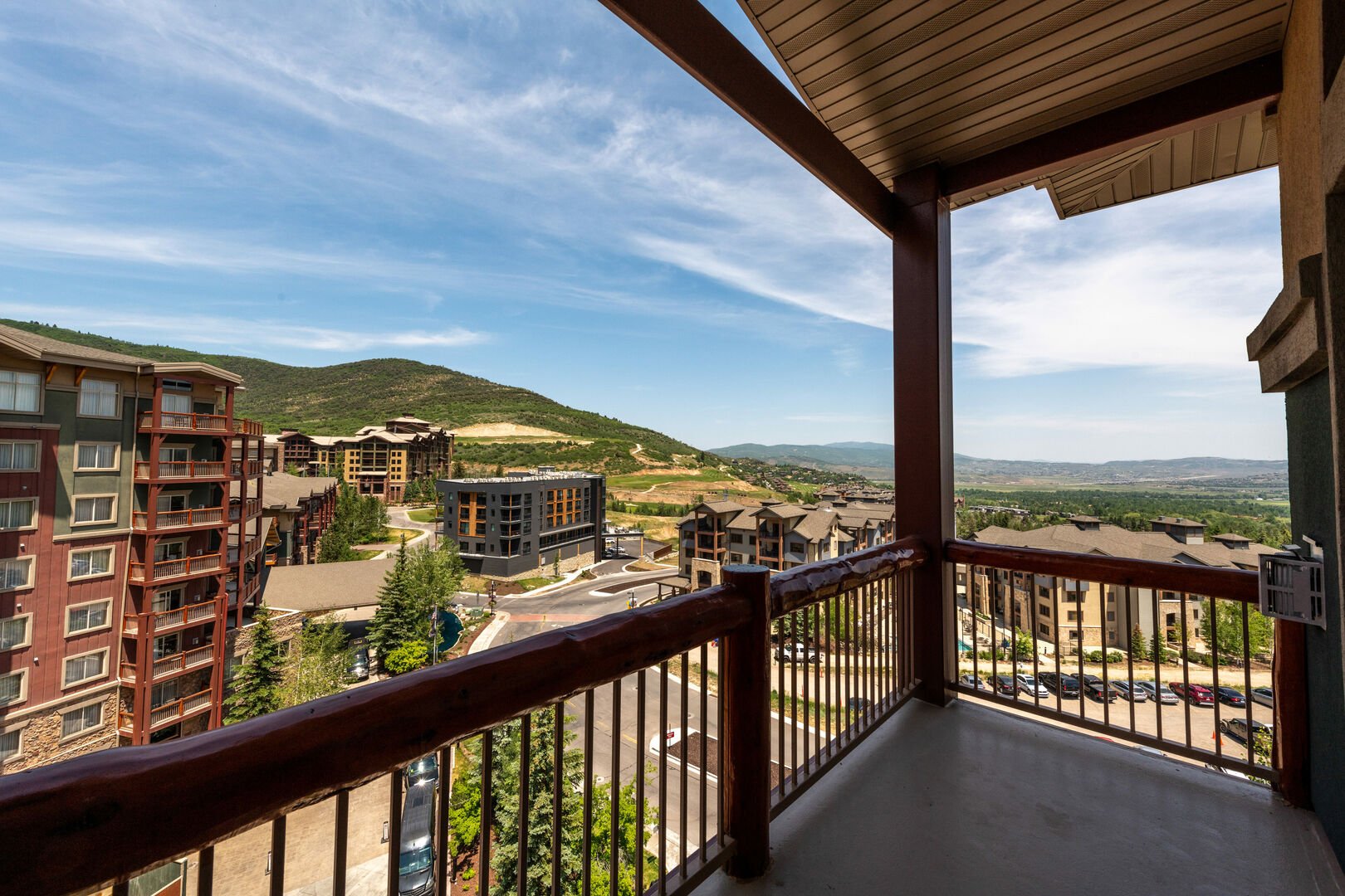 Summer mountain views from the balcony.