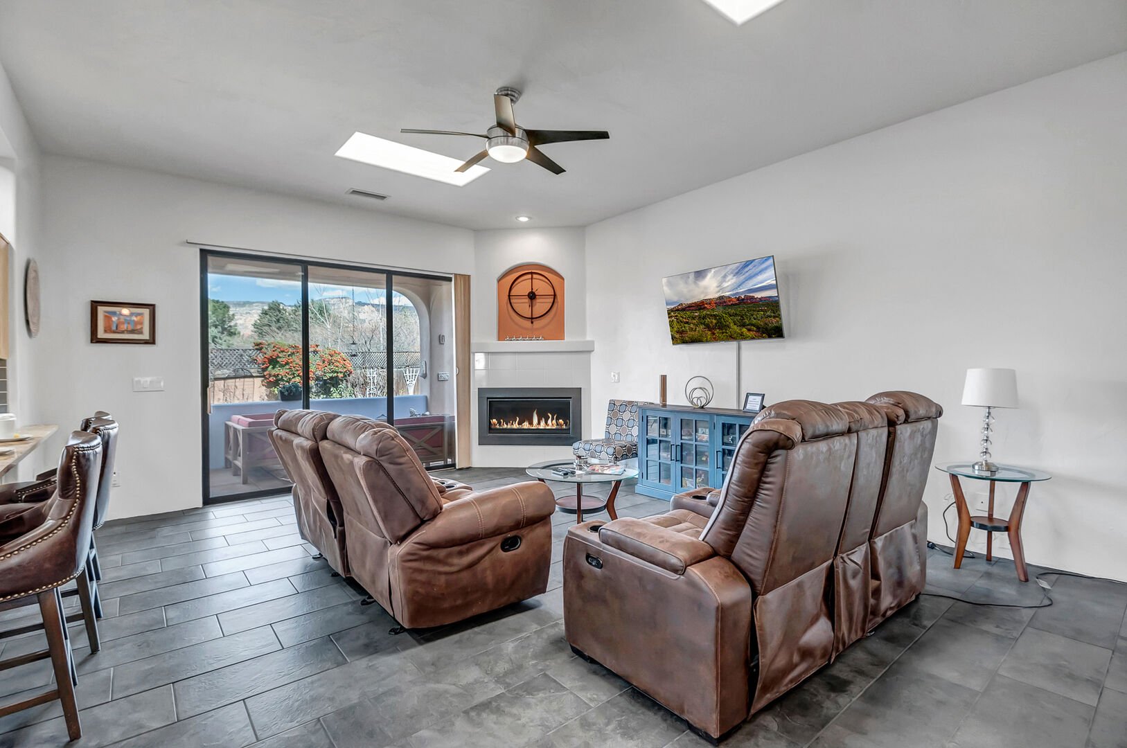 Family Room with a Smart TV and Patio Access