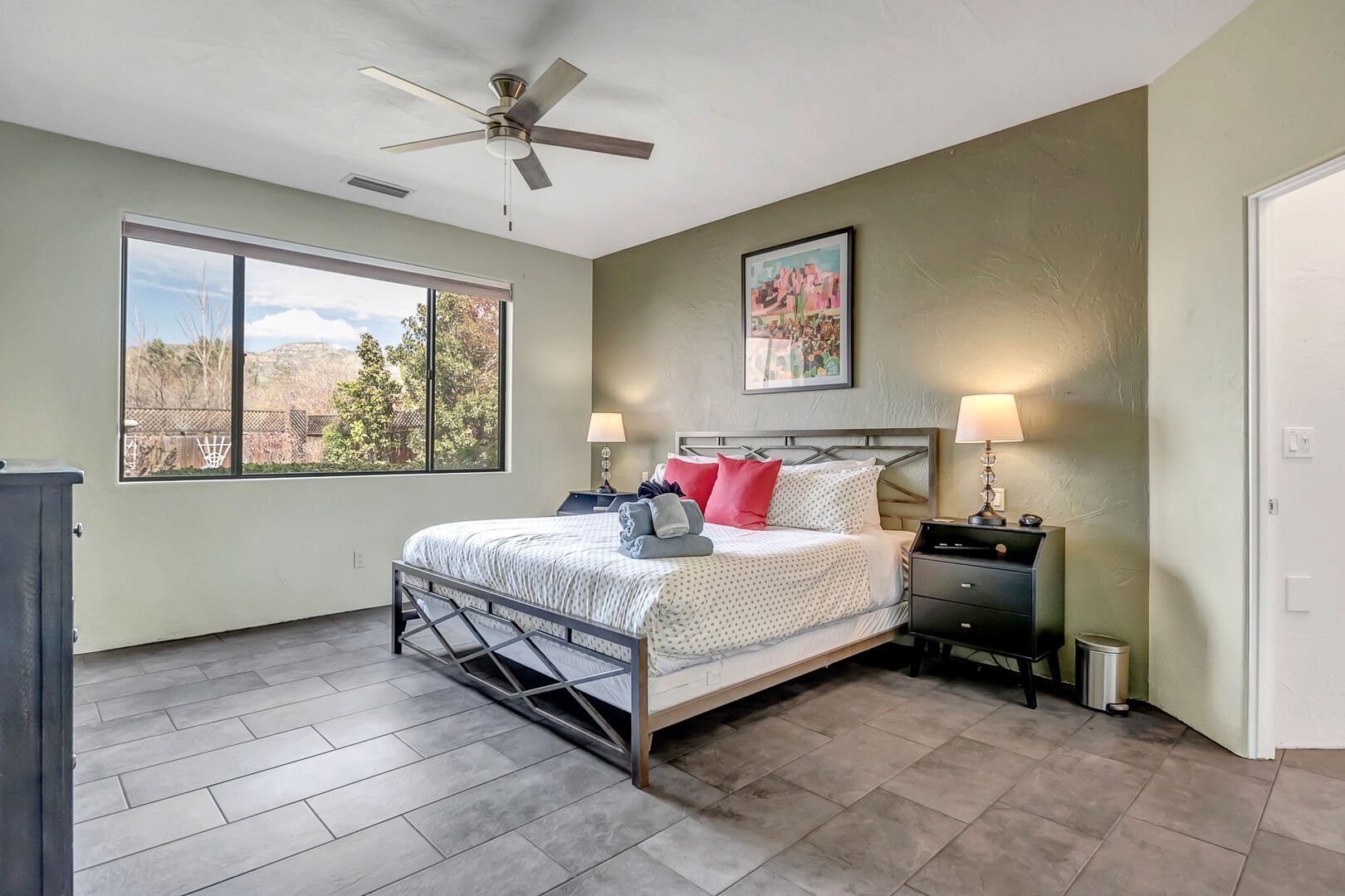 Master Bedroom with a King Bed and Mountain Views