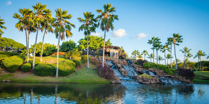 Waterfall at the 12th Tee of the Golf Course and Entrance to the Resort