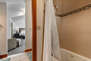 Master Bathroom with two separate vanities, and jetted tub/shower combo