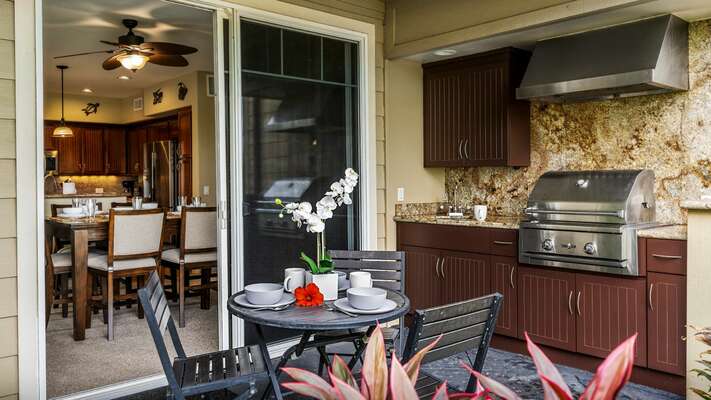 Lanai is a perfect place to relax and features a built in BBQ