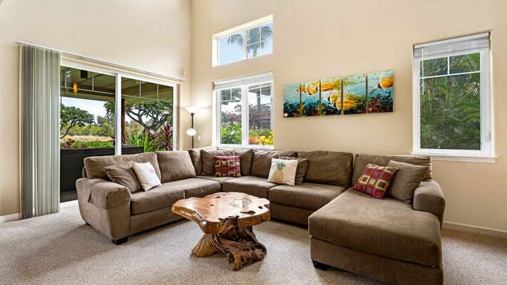 Living area with sectional offers plenty of seating