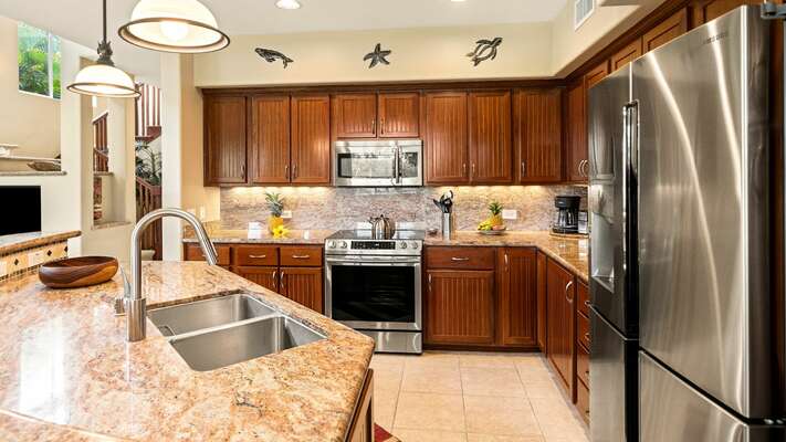 Fully equipped kitchen  with stainless steel appliances