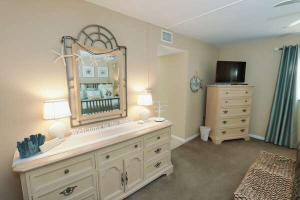 Master Bedroom with triple dresser and chest of drawers