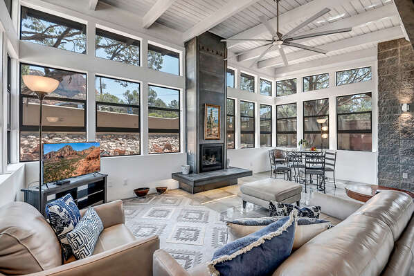 Open Living Room with High Ceilings and Tons of Natural Light