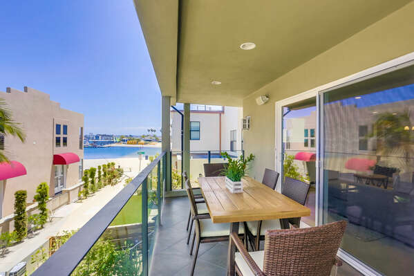 Outdoor Dining on Balcony Off Living Room w/ Bay Views - 2nd Floor