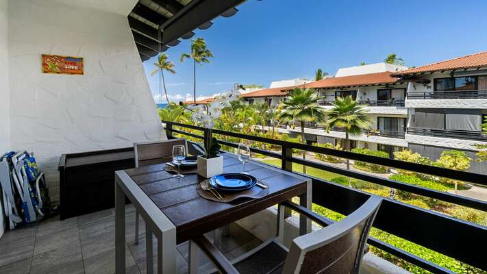 One-bedroom condo located on the top floor and features an ocean view from the lanai