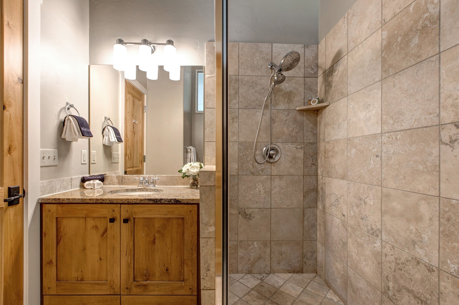 Master Bathroom with large tiled shower