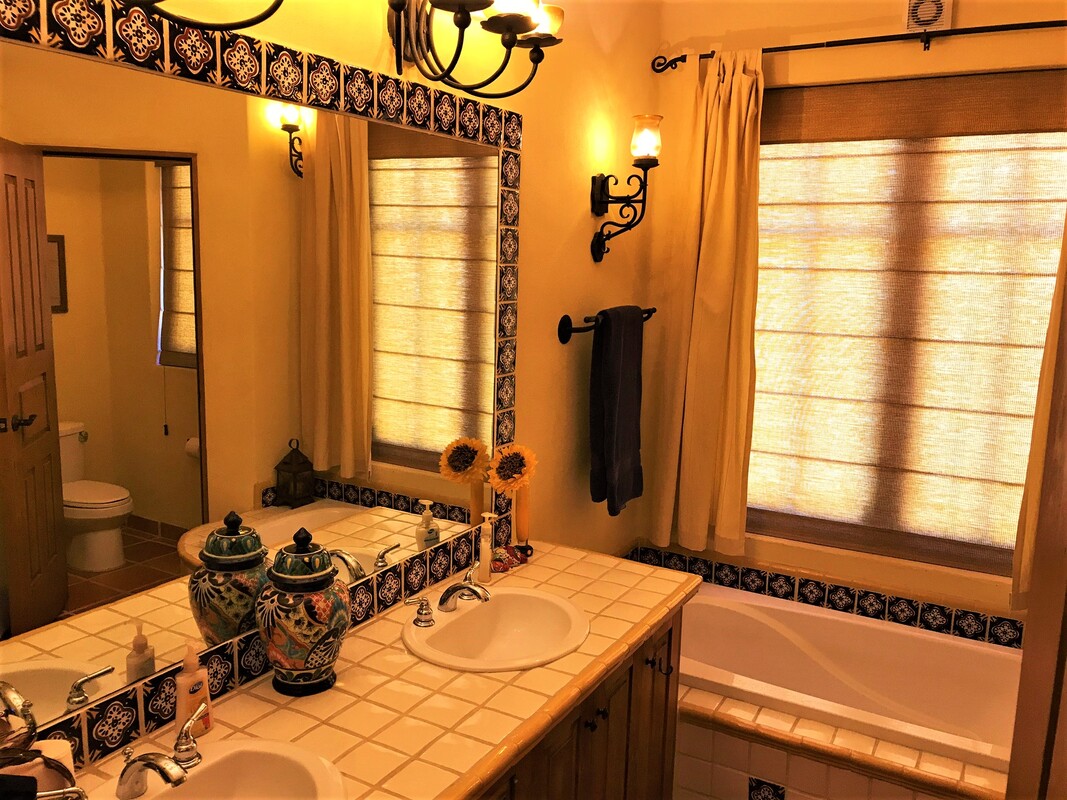 Full Downstairs bathroom / Vanity Mirror / Shower/ Beach Towels. Bathtub