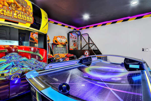 Countless hours of fun await in the exciting arcade room