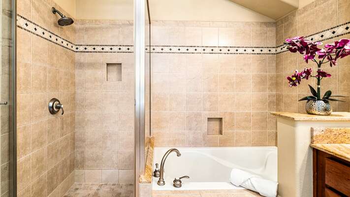en-suite bathroom with separate tub and shower
