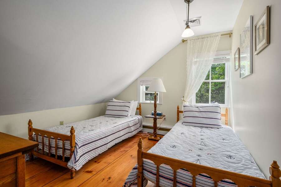 Bedroom 3 with two twin beds and A/C unit - 98 West Road Orleans Cape Cod New England Vacation Rentals