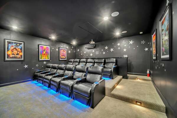 Put your feet up and relax in one of the 12 reclining theater seats
