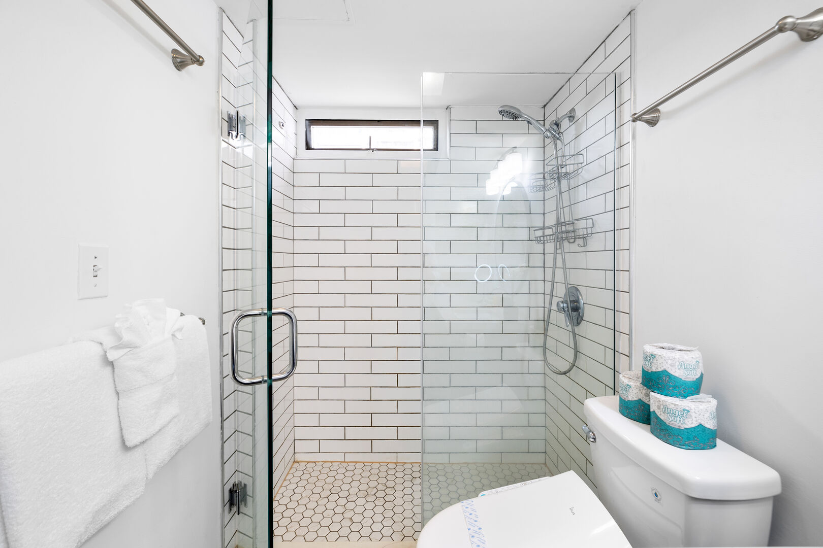 Walk-in shower with detachable shower head
