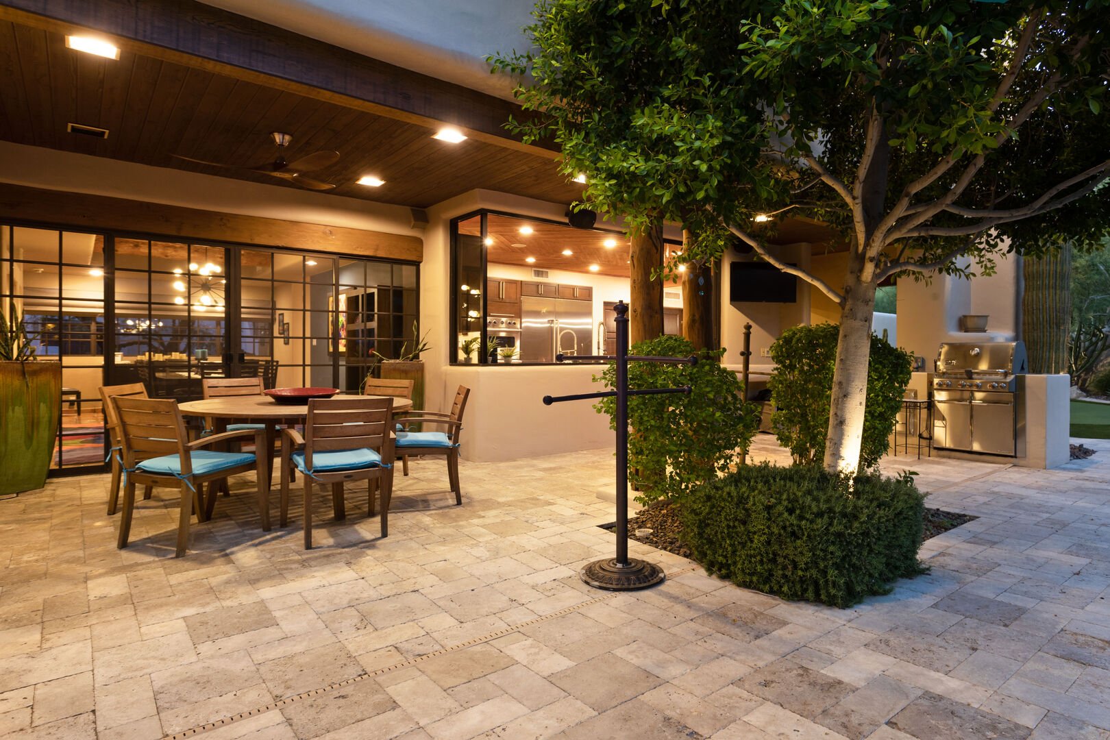 Outdoor Seating Area & Evening Lights