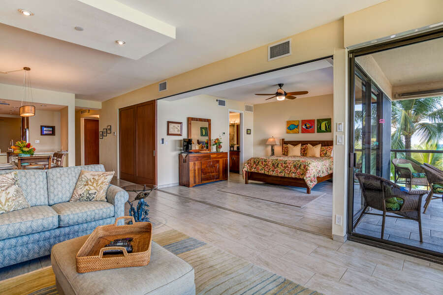 Sliding doors enter onto the lanai from two separate rooms